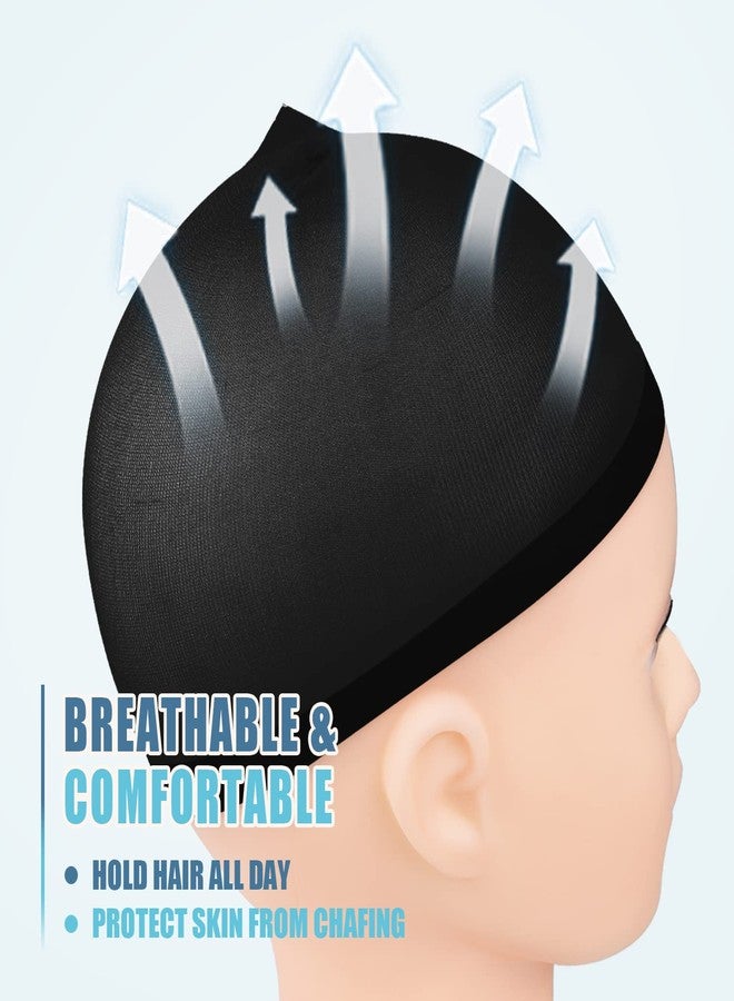 BLUSHIA 2 Pcs Wig Caps Stretchy Nylon Wig Stocking Caps for Women Men Kids (Nylon Wig Cap, Black) - Image 3